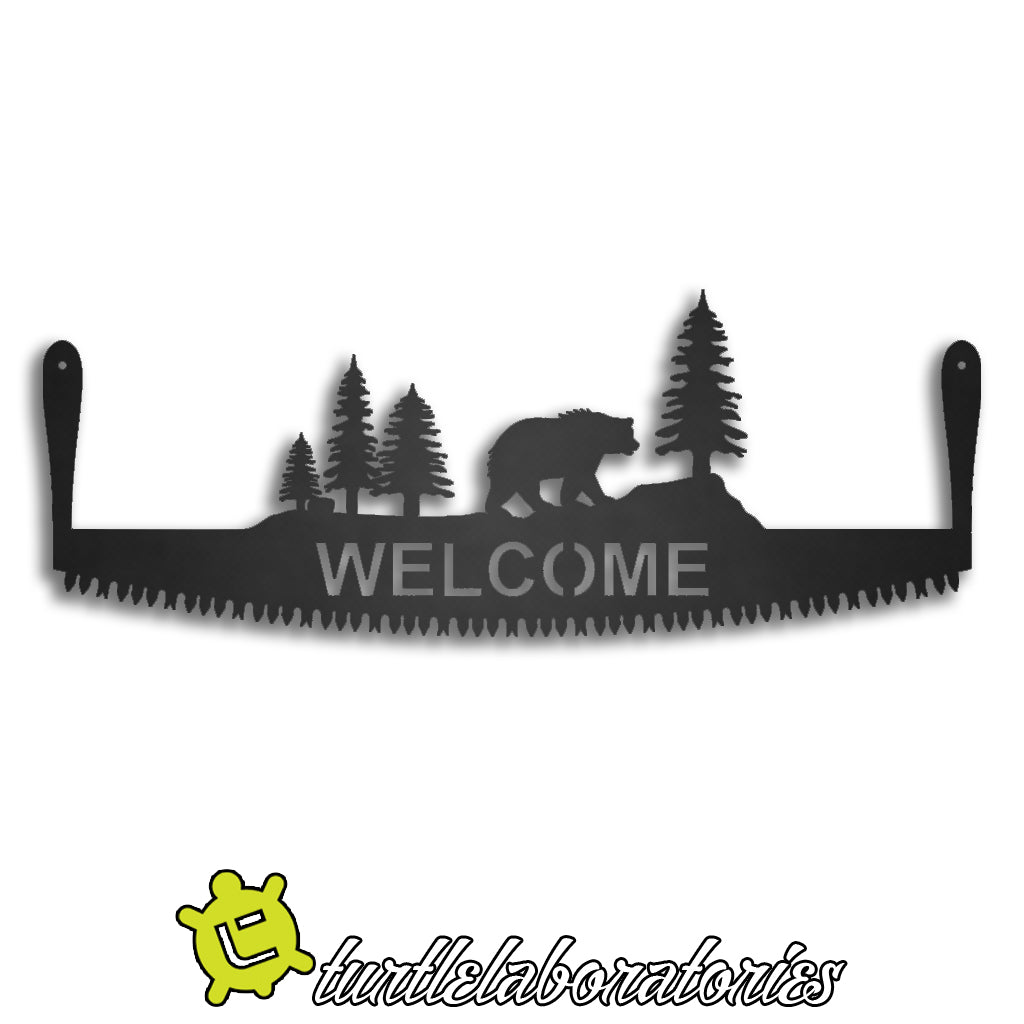 Welcome Bear Saw with Handles Sign